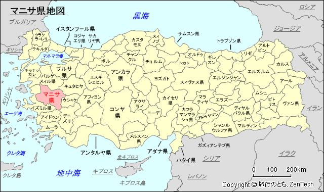 マニサ県地図