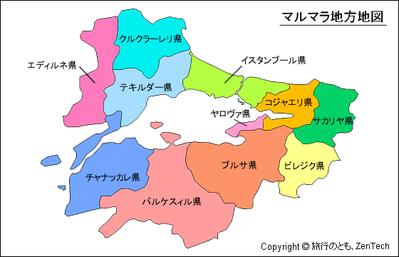 マルマラ地方地図