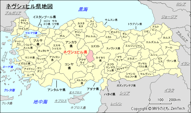 ネヴシェヒル県地図