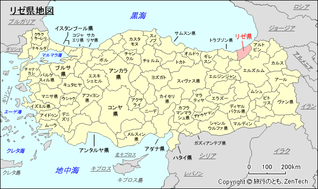 リゼ県地図