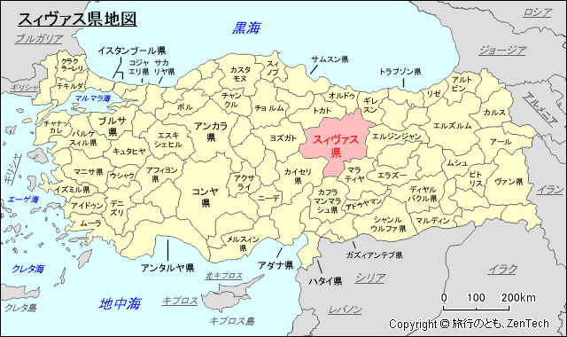 スィヴァス県地図