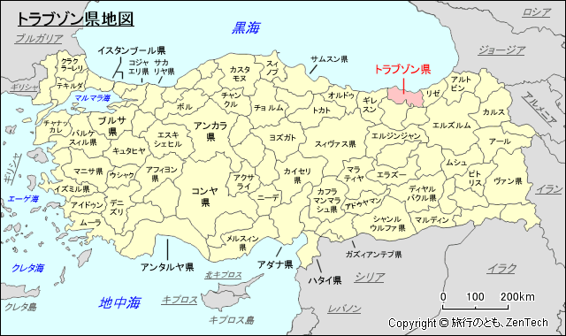 トラブゾン県地図