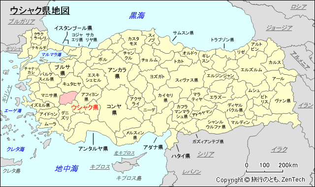 ウシャク県地図