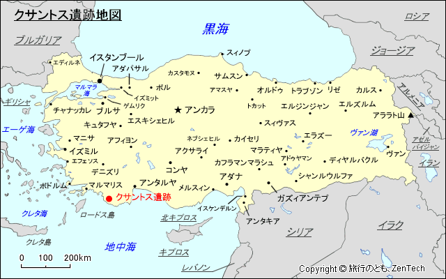 クサントス遺跡地図