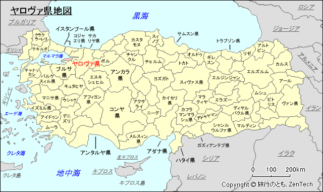 ヤロヴァ県地図