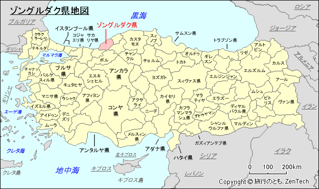 ゾングルダク県地図