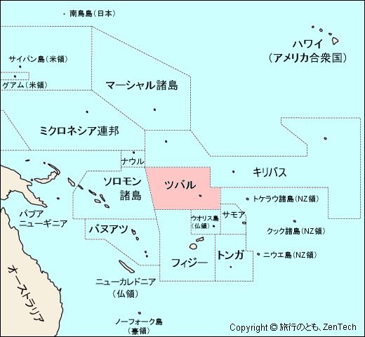 ツバルと周辺国の地図