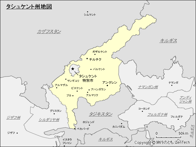 タシュケント州地図