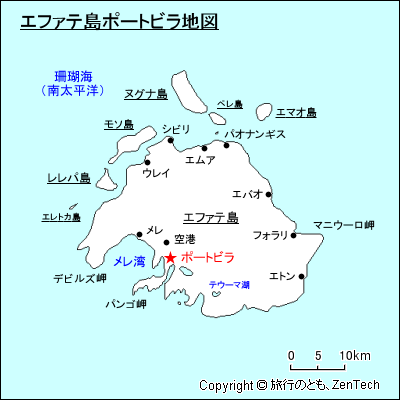 エファテ島ポートビラ地図