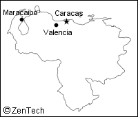 主要都市の記載されたベネズエラ白地図