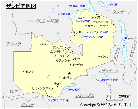 ザンビア地図