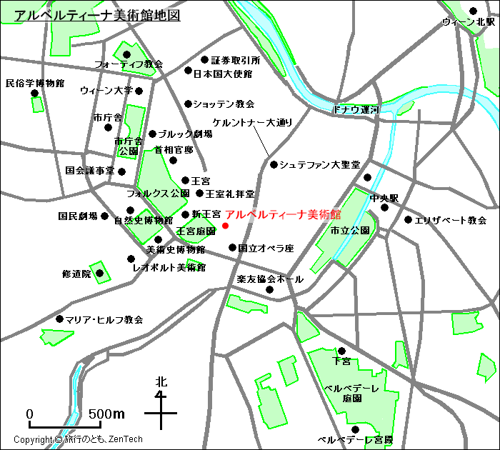 アルベルティーナ美術館地図