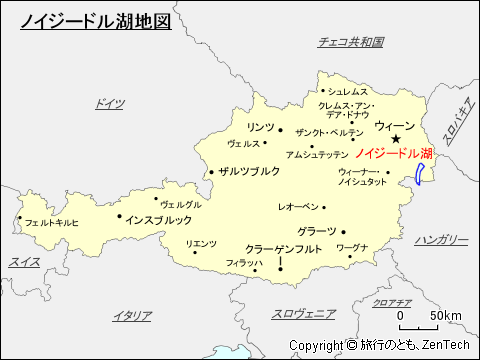 ノイジードル湖地図