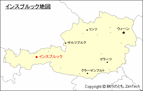 オーストリアにおけるインスブルック地図