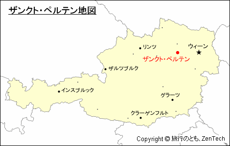 オーストリアにおけるザンクト・ペルテン地図