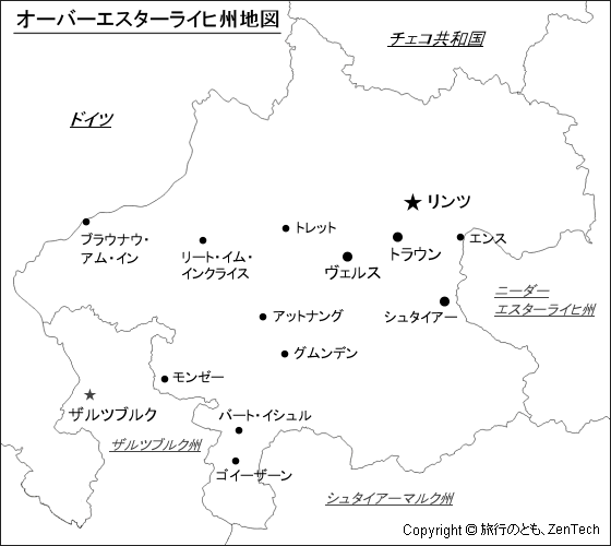 オーバーエスターライヒ州地図