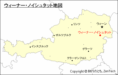 オーストリアにおけるウィーナー・ノイシュタット地図