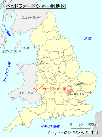 イングランド ベッドフォードシャー州地図
