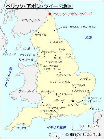イングランド ベリック・アポン・ツイード地図