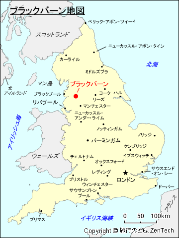 イングランド・ブラックバーン地図