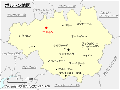 グレーター・マンチェスター ボルトン地図