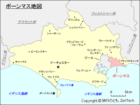 ドーセット州ボーンマス地図