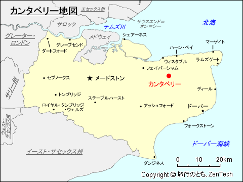 ケント州カンタベリー地図