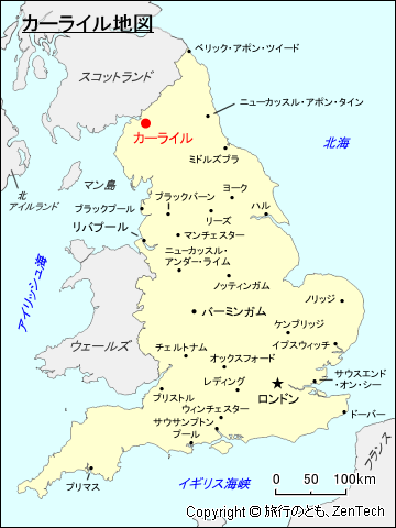 イングランド・カーライル地図