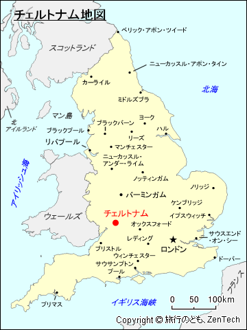 イングランド・チェルトナム地図