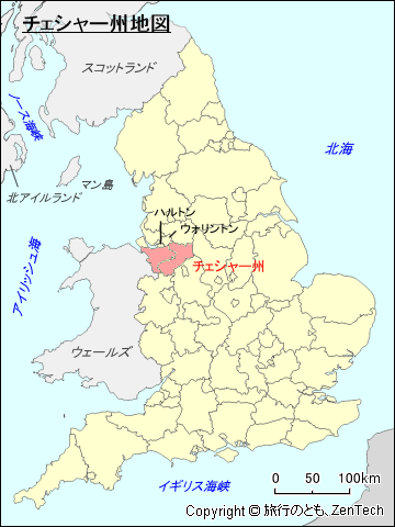 イングランド チェシャー州地図