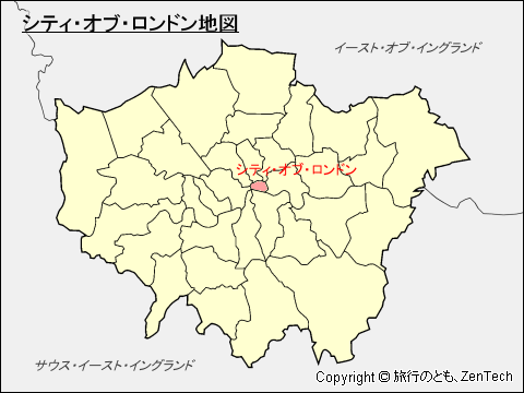 グレーター・ロンドン シティ・オブ・ロンドン特別区地図