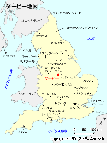イングランド・ダービー地図