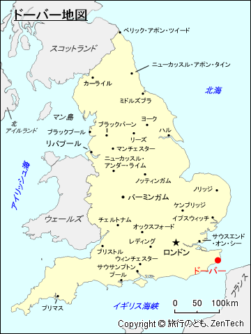 イングランド・ドーバー地図