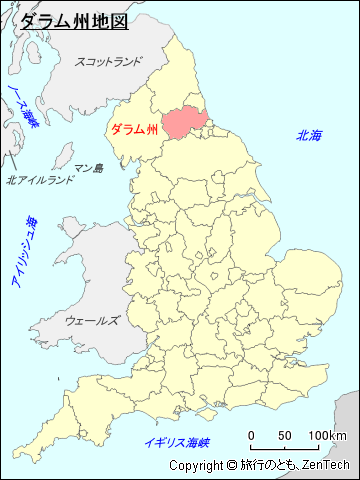 イングランド ダラム州地図