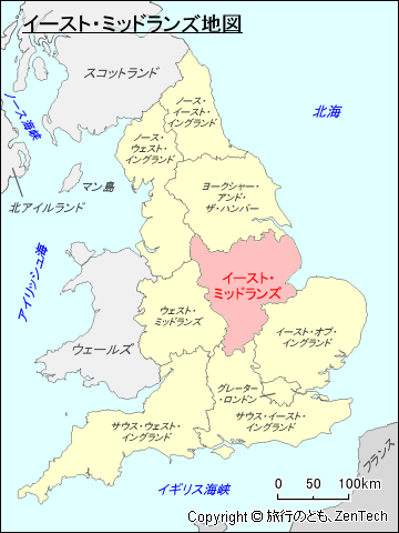 イングランド イースト・ミッドランズ地図