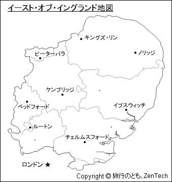 イースト・オブ・イングランド地図