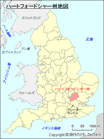 イングランド ハートフォードシャー州地図