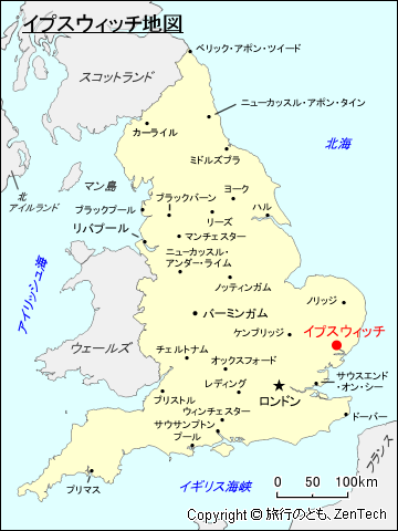 イングランド・イプスウィッチ地図