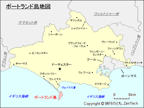 ドーセット州ポートランド島地図