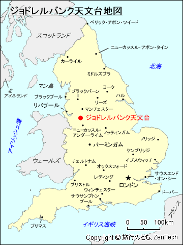 ジョドレルバンク天文台地図