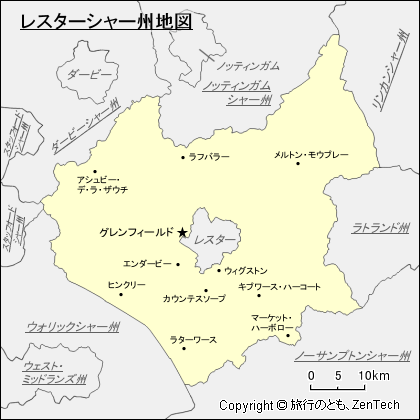 レスターシャー州地図