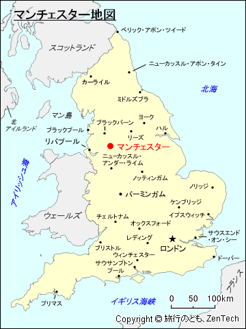 イングランド・マンチェスター地図