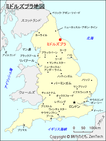 イングランド・ミドルズブラ地図