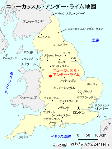 イングランド ニューカッスル・アンダー・ライム地図