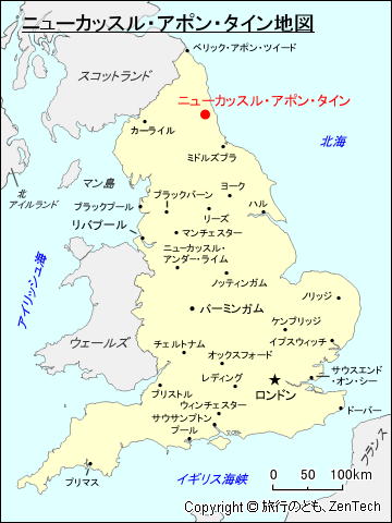 イングランド ニューカッスル・アポン・タイン地図