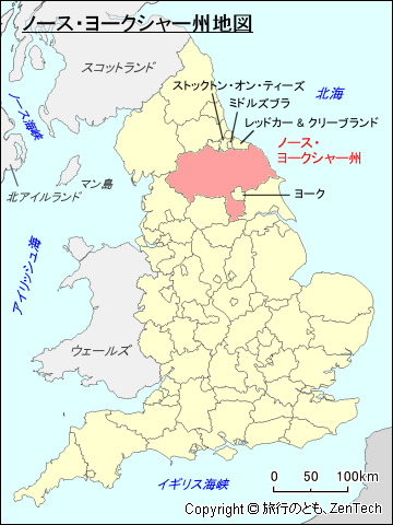 イングランド ノース・ヨークシャー州地図