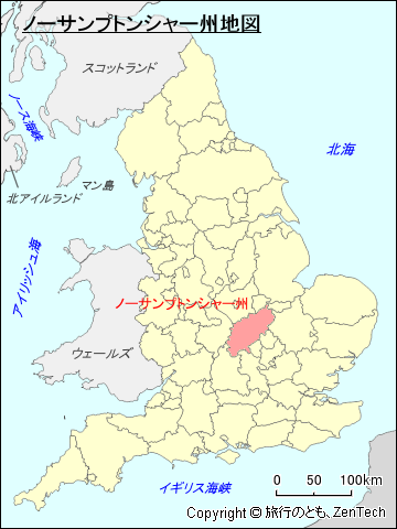 イングランド ノーサンプトンシャー州地図