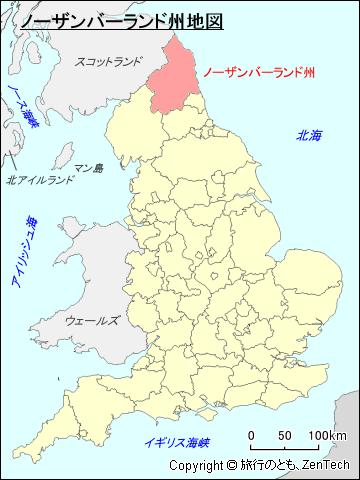 イングランド ノーザンバーランド州地図