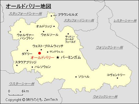 ウェスト・ミッドランズ州オールドバリー地図