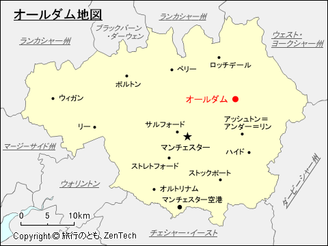 グレーター・マンチェスター オールダム地図